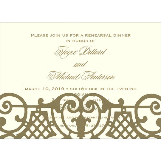 Gold Damask Die-cut Wrap Invitations